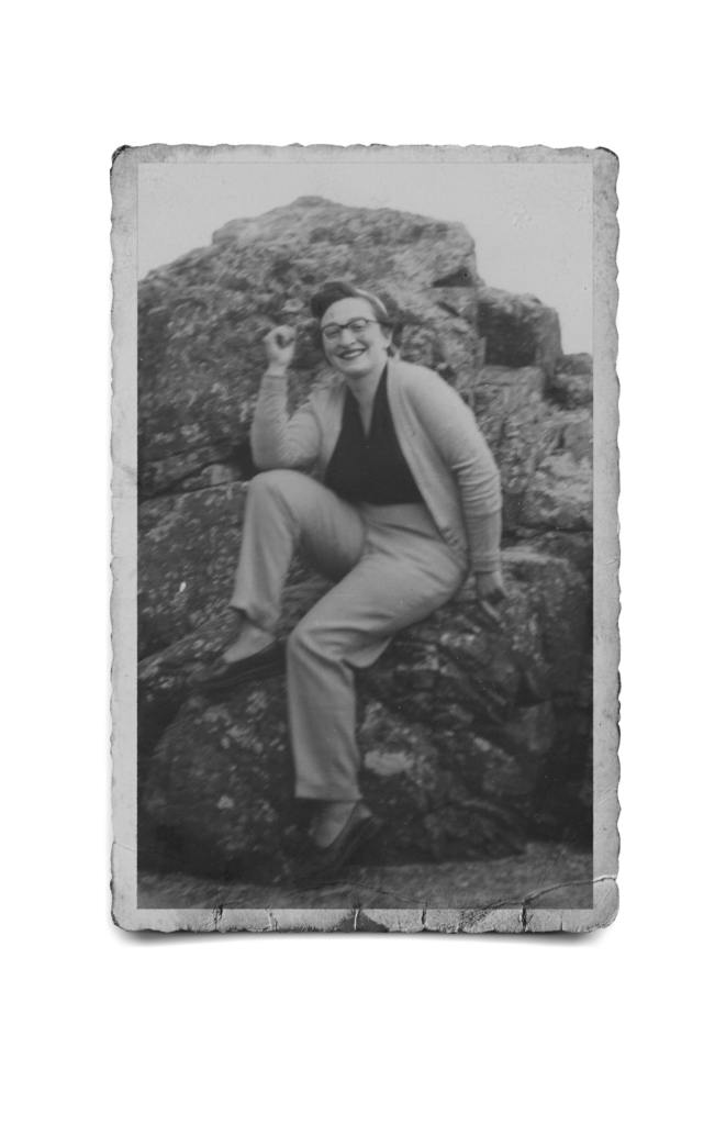 Iby perched on a rock in Cornwall in 1950